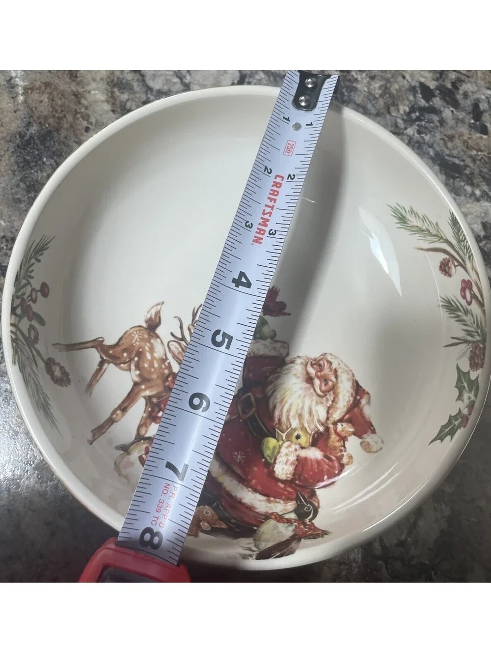 Pier 1 Winter Wonders Santa Reindeer Rudolph 8 In. Pasta/Salad Serving Bowl